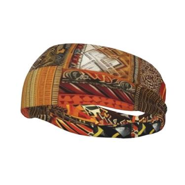 Imagem de Bandanas de corrida para homens e mulheres, tecido africano, patchwork, faixas de suor esportivas com absorção de umidade, lenço de cabeça atlético moderno, faixa de cabelo elástica para tênis