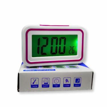 Imagem de Relógio Digital de Mesa Despertador Que Fala a Hora - Rosa - Friburgo 