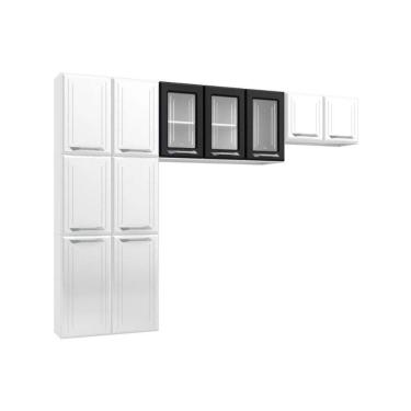 Imagem de Cozinha Compacta Topazio c/ 11 Portas ( 3 c/ Vidro ) Preto - Telasul