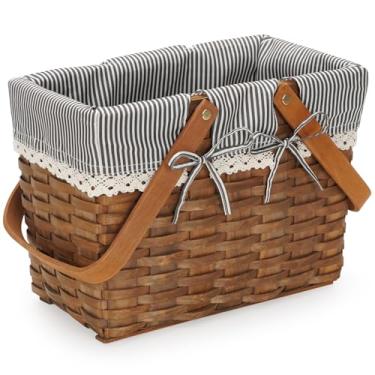 Imagem de Cesta de piquenique pequena com alças, cestas para presentes vazias, cesta de ovos de Páscoa e doces, cesta de armazenamento de brinquedos para banho e crianças, cestas de presente vazias, cesta de