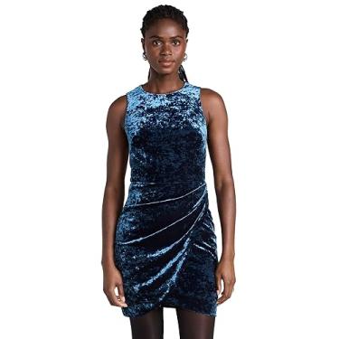 Imagem de Shoshanna Vestido feminino Asha Crushed Velvet sem mangas, Safira, 40