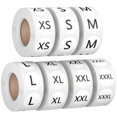 Imagem de StickerTag 3500 Peças, 7 Rolos, Etiquetas Adesivas De Tamanho Roupas 7/8", Redondas Autoadesivas Para Roupas, Camisetas, Calças, Saias, Varejo, Tamanhos (Xs, P, M, G, Gg, Gg)