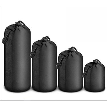 Imagem de KENGEL (pacote com 4) Conjunto de bolsas de neoprene protetoras para lentes de câmera DSLR (Canon, Nikon, Pentax, Sony, Olympus, Panasonic) – Inclui: bolsas pequenas, médias, grandes e extragrandes