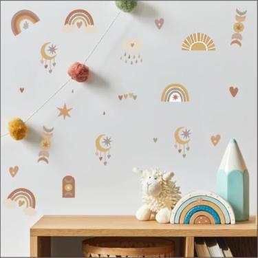 Imagem de Cartela de Adesivos Boho Infantil para Decoração de Parede – Design Colorido e Divertido para Quartos de Criança