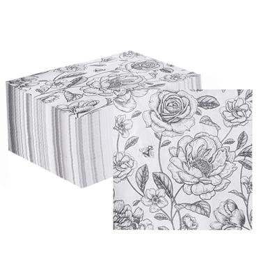 Imagem de Bringsine Guardanapos florais de 100 quilates aquarela flor azul guardanapos descartáveis toalha de mão decorativos, guardanapos de papel para banheiro, aniversário, festa de casamento, decoração de