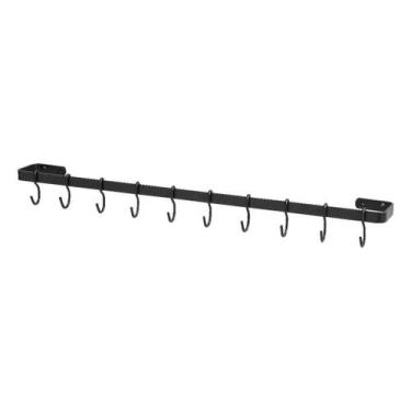 Imagem de Porta Utensílios E Talheres De Parede 80Cm 15 Ganchos Preto - Metalcro