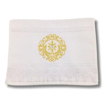 Imagem de Toalha de lavabo  Bordada em Dourado Espírito Santo - DaniBordados, Br
