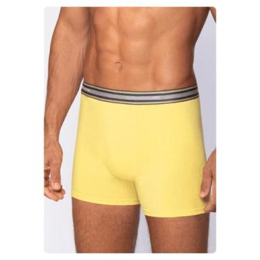 Imagem de Cueca Boxer em Algodão com Cós Elástico Lupo 523-003, Amarelo, G