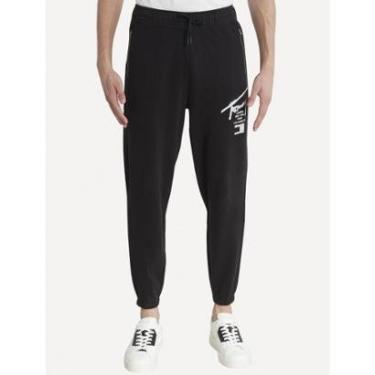 Imagem de Calça Tommy Jeans Moletom Masculina Spray Logo Preta-Masculino