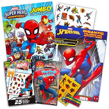 Imagem de Conjunto definitivo de livros para colorir do Homem-Aranha da Marvel – 3 livros de atividades do Homem-Aranha com tatuagens do Homem-Aranha