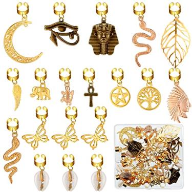 Imagem de 40 pçs locs acessórios de cabelo tranças prendedores de cabelo ajustáveis Dreadlocks punhos de cabelo estilo africano contas de cabelo capa de borboleta DIY joia de cabelo pingente pingentes de cabelo anéis de cabelo acessórios decoração para trança