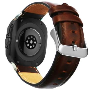 Imagem de OTOPO Pulseiras clássicas para Galaxy Watch 4/6 de 47 mm, 46 mm, 43 mm e 42 mm, Watch 7 6 5 4 FE 40 de 44 mm/Garmin Vivoactive 3/5, pulseira de couro genuíno de luxo de liberação rápida de 20 mm para