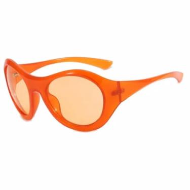 Imagem de Óculos de sol ovais grandes e populares da moda, moda punk, masculino, esportivo, UV400 (laranja)