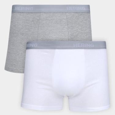 Imagem de Kit Cueca Boxer Hering 2 Peças, Branco, Cinza, P