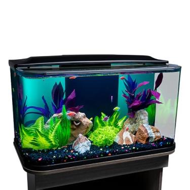 Imagem de GloFish Kit de aquário de vidro, 20 galões, inclui azul premium, bastão de luz LED e filtragem integrada, perfeito para iniciantes ou amadores experientes, design curvado e sem costura