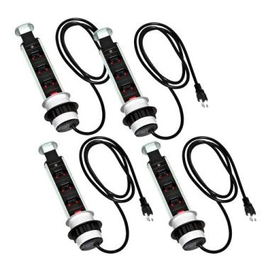 Imagem de Kit 4 Torres de Tomada Multiplug 3 Tomadas, Bivolt, Cinza