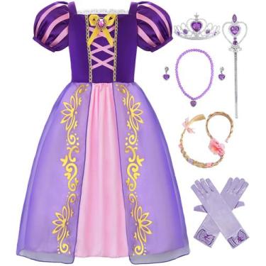 Imagem de Vestido Princess Aoiviss Purple para meninas de 3 a 12 anos e acessóri