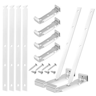 Imagem de Pacote com 50 cabides de calha de alumínio de 12,7 cm, calhas de alumínio e aço com parafusos resistentes à ferrugem incluem clipes de calha de 12,7 cm com tiras para fixação sem beijos. Solução de