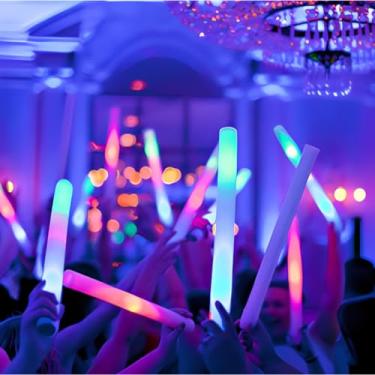 Imagem de Kit 10 Bastão de Led Espuma Neon 3 Fases - Festas Rave Casamento - Pisca Luz