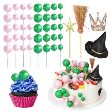 Imagem de ABOOFAN 44pcs Wicked Cake Topper Witch Hat Crown Star Wand Mini Foam Ballons Cupcake Toppers for Birthday Halloween Party Decorations Supplies