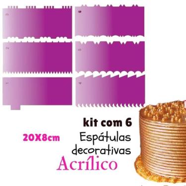 Imagem de KIT 6 ESPÁTULAS DECORATIVAS PARA BOLO 20X8 CM CONFEITARIA  ES5 (1 a 6)