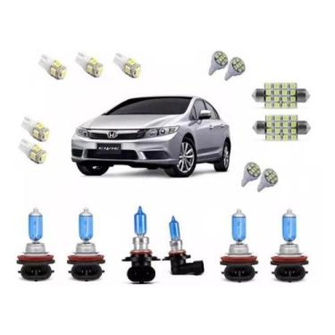 Imagem de Kit Lâmpada Super Branca + Leds Honda New Civic 2013 A 2017 - Techone