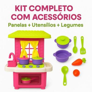Imagem de Brinquedo Cozinha Infantil Menina Completa Fogão Grande Geladeira Aces