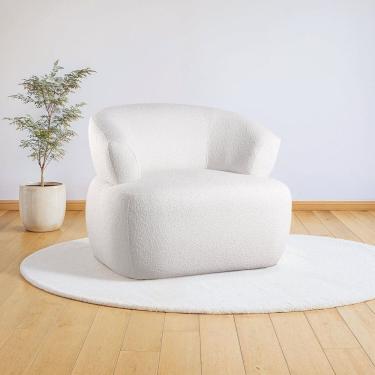 Imagem de Poltrona Orgânica Base Giratória e Estofada Zoe Espresso Móveis Off White