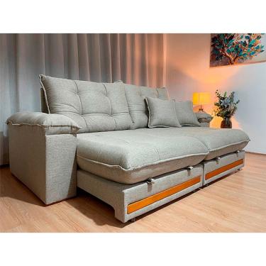 Imagem de Sofá Retrátil Reclinável 2,50 m Linho Bege A226 Gael