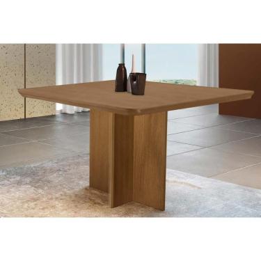Imagem de Mesa De Sala Jantar Berlim C/ Tampo Madeirado C/ Canto Curvo 90x90cm Naturale/naturale...