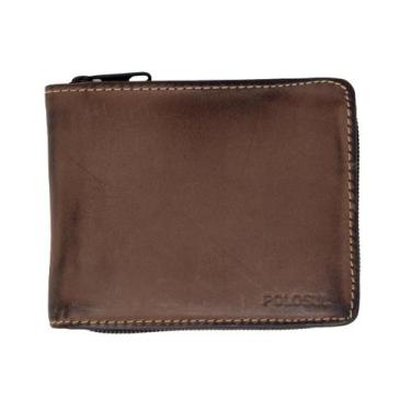 Imagem de Carteira Masculina Couro Polo Sul Ziper, ÚNICO, Chocolate