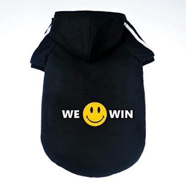 Imagem de Weowin Roupa para animais de estimação – Moletom com capuz para cachorro fofo, agasalho, roupas para clima frio, 2 pernas, preto, para cachorros, pequenos, médios e grandes, meninas ou meninos (7GG)