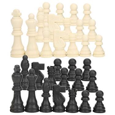 Imagem de Apenas peças de xadrez, peça de xadrez de plástico requintado padrão infantil para treino de xadrez adulto e crianças acima de 3 anos