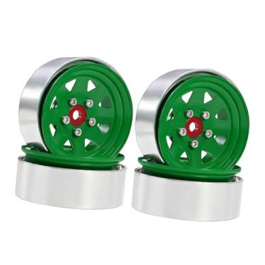 Imagem de Dynwave Conjunto de 4 aros de roda de alumínio 1,9" peças de reposição de metal RC pneu roda 12 mm hexagonal para caminhão RC 1/10 TRX4 90046 acessórios, Verde