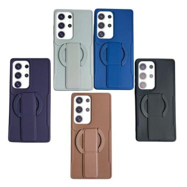 Imagem de Capa de Silicone Magnética Compatível Samsung_ Galaxy S24 FE Slim Fit Luxo Premium Suporte Integrado (AZUL MARINHO)