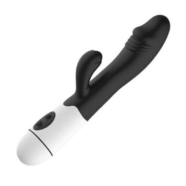 Imagem de Vibrador rabbit recarregável em silicone - Importado, Preto