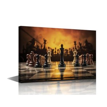 Imagem de Jogo de tabuleiro arte de parede em tela menino quarto arte de parede xadrez campo de batalha impressão de arte 1 painel legal meninas decoração de parede para sala de entretenimento clubes decoração