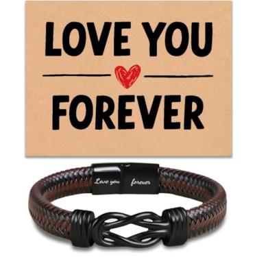Imagem de Pulseira masculina The Knot of Love, presentes de aniversário exclusivos para homens, marido, namorado, filho, neto, para aniversário, Natal, dia dos namorados, dia dos pais... The Love Between Us