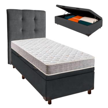 Imagem de Kit Cabeceira + Cama Box Bau  + Colchão Solteiro D23 D23 Inducol