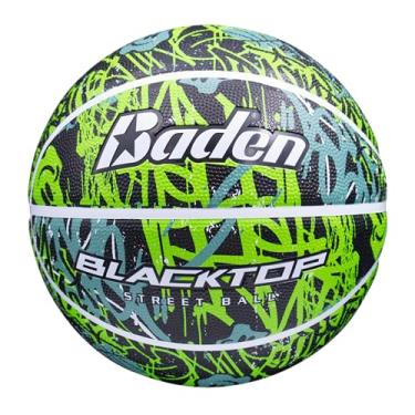 Imagem de Baden | Basquete Blacktop | Borracha durável para ambientes internos e externos | Coleção Street/Graffiti | Tamanho 7 (74,9 cm) e tamanho intermediário 6 (72,4 cm) (grafite sorridente verde, tamanho 7