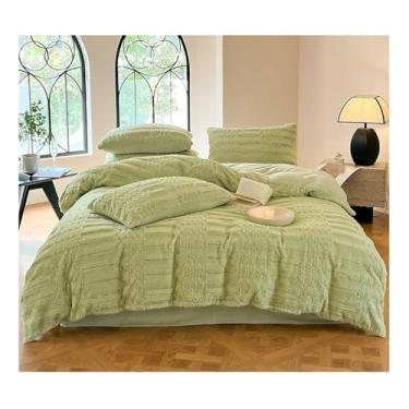 Imagem de AKALNNB Jogo de cama com edredom de pelúcia, macio, quente, 4 peças, jogo de cama de veludo para inverno, conjunto de edredom