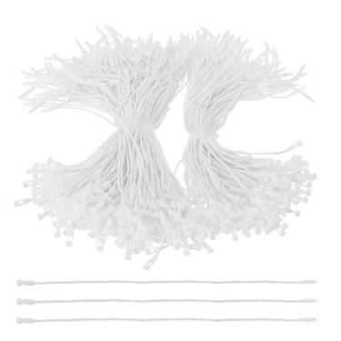 Imagem de PATIKIL 300 peças de fio de etiqueta de algodão, 15 cm branco snap lock pinos laço prendedor etiqueta preço laços para roupas sapatos bagagem