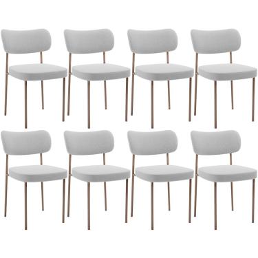 Imagem de Kit 08 Cadeiras Estofadas Para Sala De Jantar Melina Base Arena L02 Bouclê Cinza - Lyam Decor