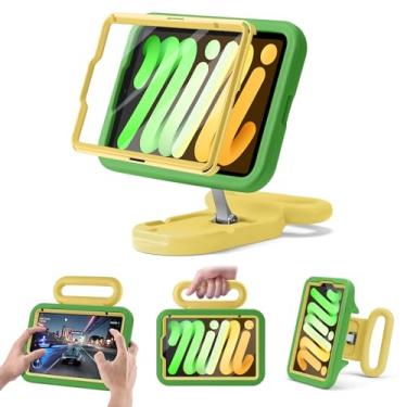 Imagem de Capa infantil para iPad mini 7 (A17 Pro) 2024 / iPad mini 6 2021, suporte ajustável para retrato/paisagem, alça à prova de quedas, compatível com crianças com protetor de tela para iPad mini7th/6 21.1