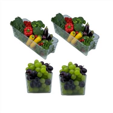 Imagem de Organizadores de Geladeira Legumes Latas Frutas Organizador Armario Prateleiras 4 Peças