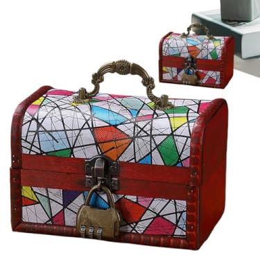 Imagem de Caixas De Para Armazenamento E Organização | Organizador Com Fechadura Baú Pintado Caixa | Caixas De Joias Para Mulheres,Para Armário, Quarto, Sala De Estar, Brinquedos, Deck, Cozinha, Tesouro