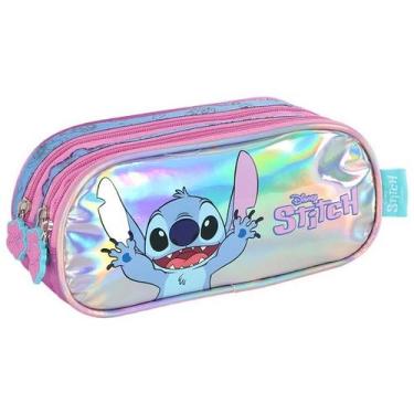 Imagem de Estojo Triplo Escolar STITCH Holografico Roxo Luxcel