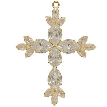Imagem de Crucifixo de zircônias para montagem de Terços de noivas Colar Luxo Prata Ouro (PRATA)