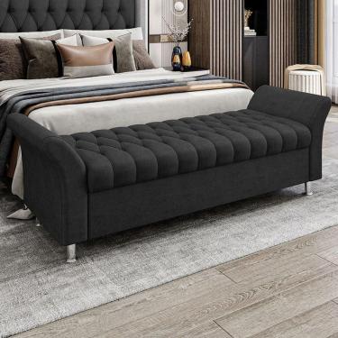 Imagem de Recamier Puff Estofado King 195 Cm ágata Veludo Preto