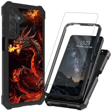 Imagem de ACWDMKH Capa para Samsung Galaxy A15-5G com protetor de tela, capa para celular Galaxy A15 5G, estrutura de camada dupla, proteção à prova de choque, capa de telefone TPU para Samsung A15 5G, dragão